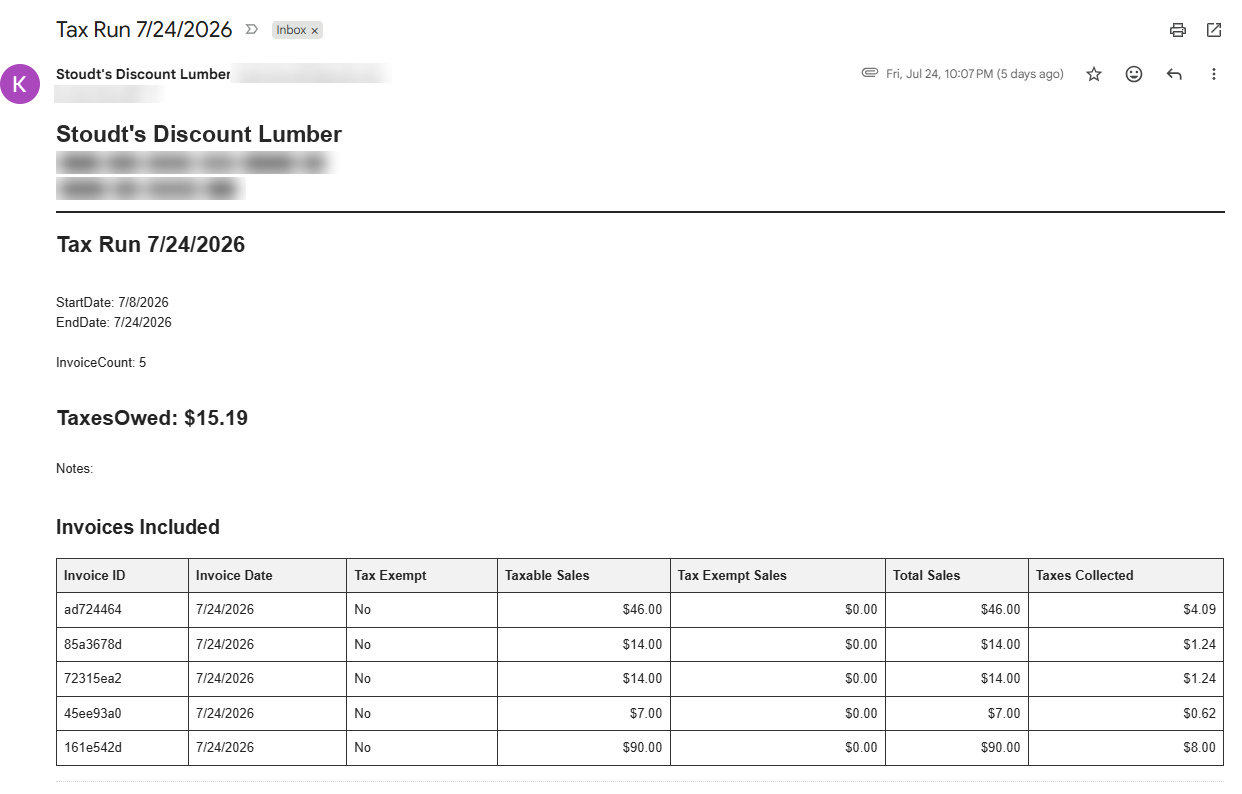 Invoice tracking app customer screen